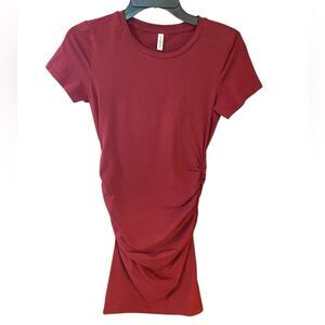 Laughide Sz S Rusty Red Ruched Matermity Pregnancy Jersey T-Shirt Dress
